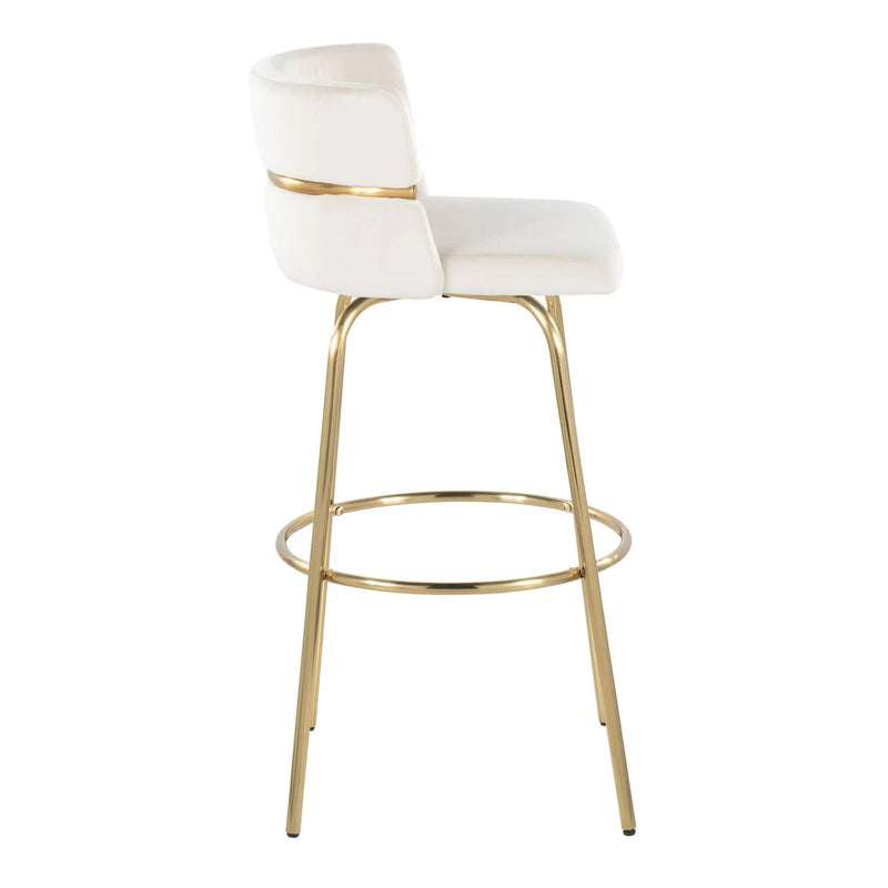 Cinch - Glam / Art Deco Fixed Height Barstool With Swivel With Round Footrest (Set of 2) by Unique Piece Furniture