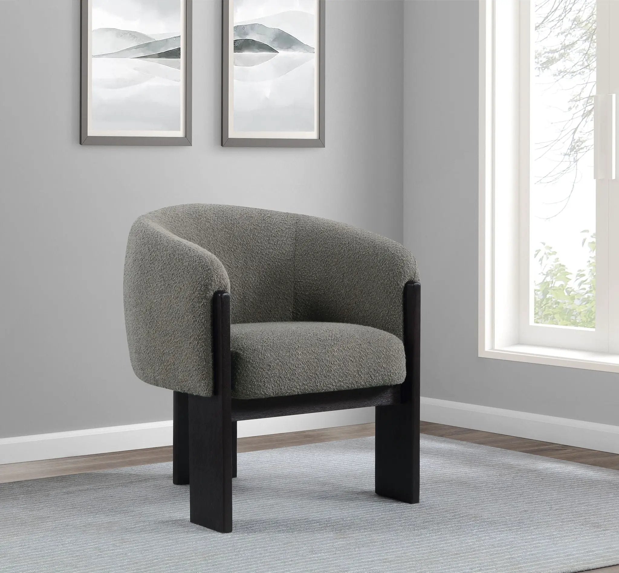 Valdez Boucle Upholstered Barrel Back Accent Chair Brown by Unique Piece Furniture