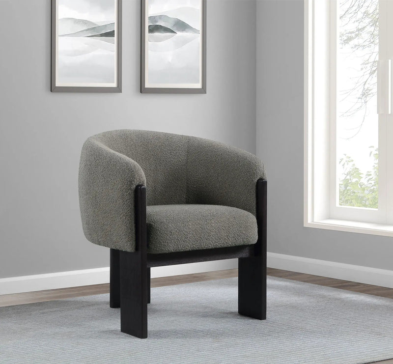Valdez Boucle Upholstered Barrel Back Accent Chair Brown by Unique Piece Furniture