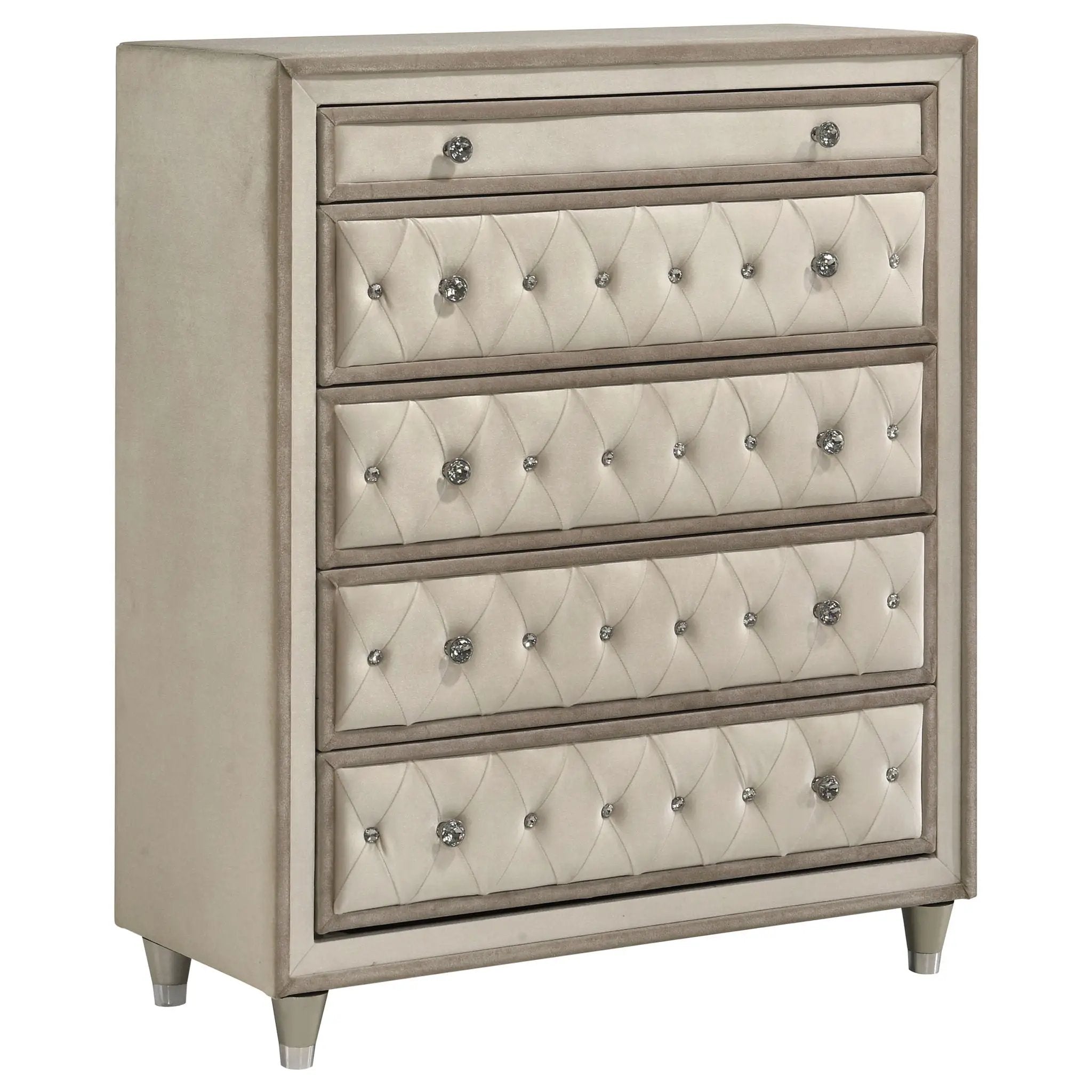 Antonella 5-drawer Bedroom Chest Ivory and Camel by Unique Piece Furniture