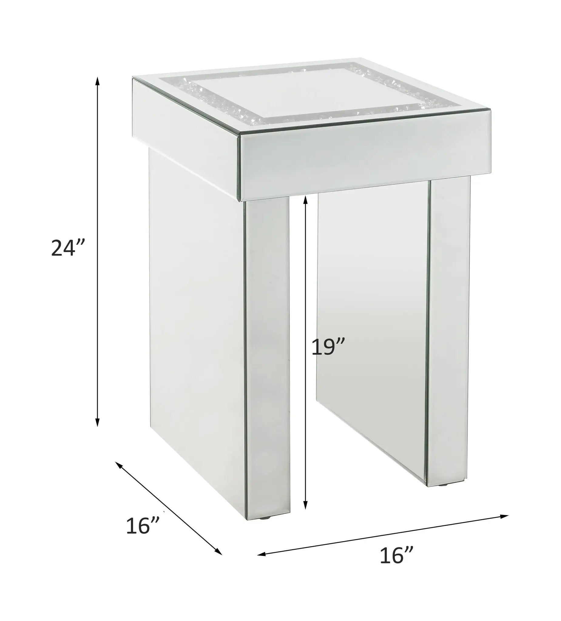 Noralie - 16" End Table With Faux Diamonds - Mirrored by Unique Piece Furniture