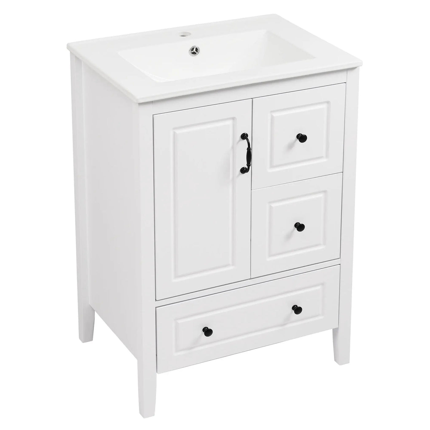 Retro Bathroom Vanity With Sink, Soft Closing Cabinet & Drawers by HouseOfZazla