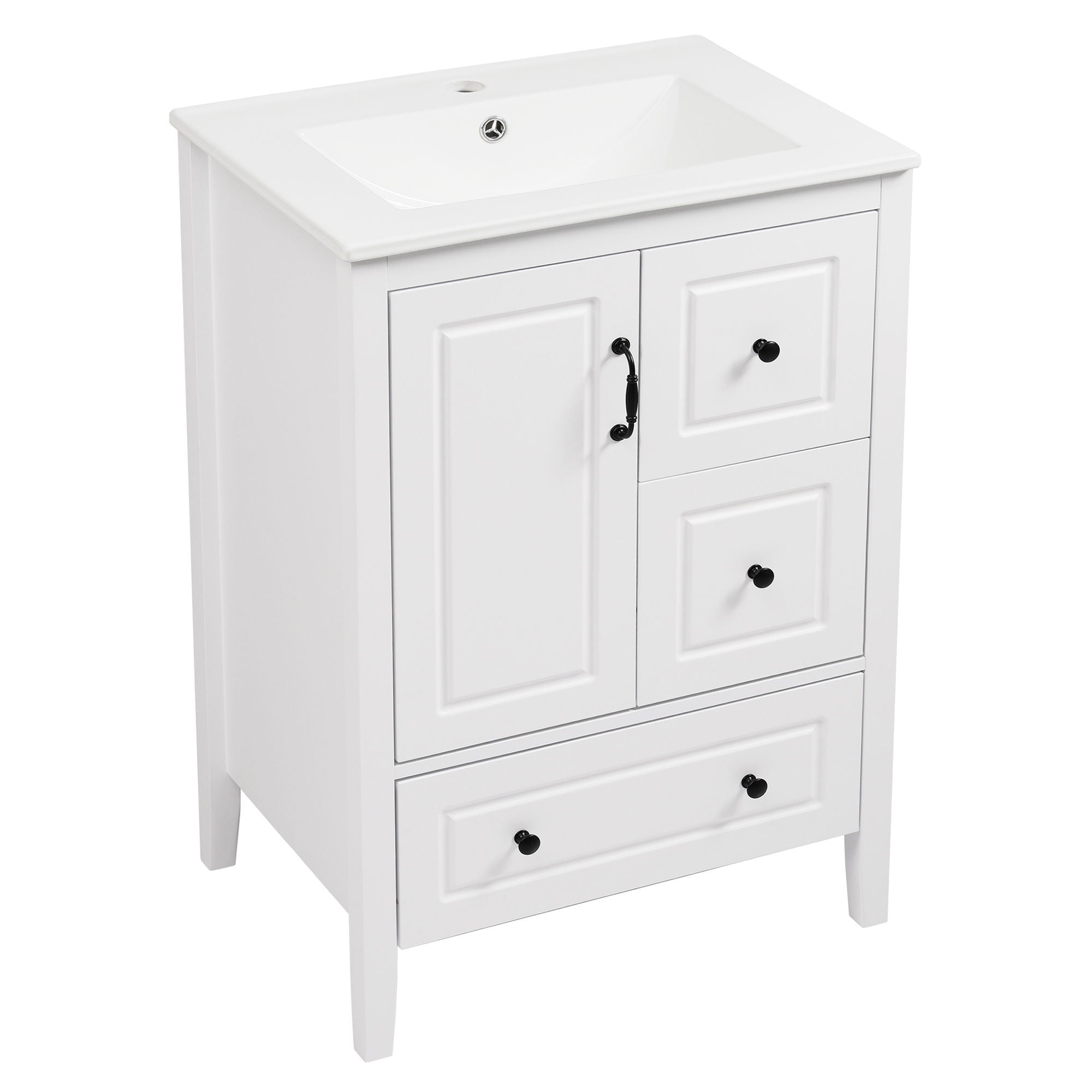 Retro Bathroom Vanity With Sink, Soft Closing Cabinet & Drawers by HouseOfZazla