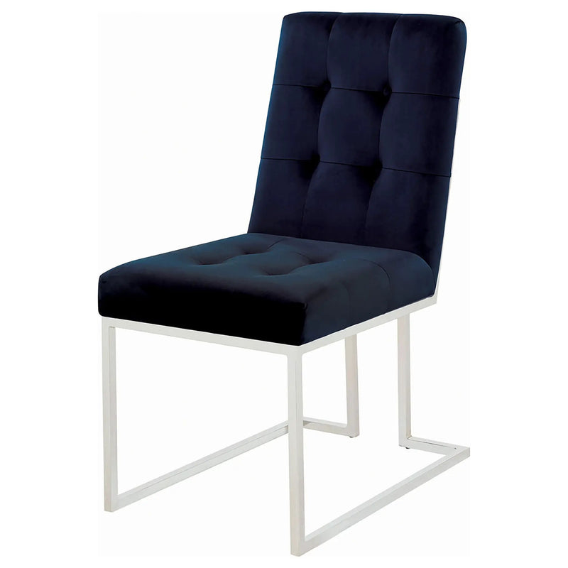 Cisco Velvet Upholstered Dining Side Chair Chrome (Set of 2) by Unique Piece Furniture