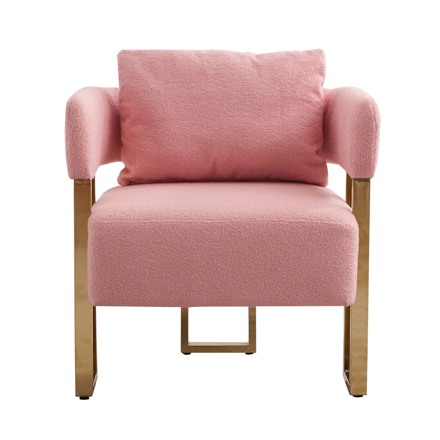 Modern Decorative Chair Teddy Fleece Upholstered And Metal Foot by HouseOfZazla