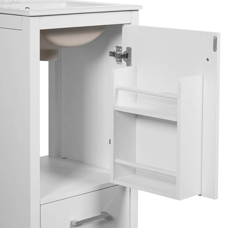 Bathroom Vanity With Ceramic Sink, Soft Close Drawers, Door Organizer, Divider Drawer, Adjustable Foot Pads by HouseOfZazla