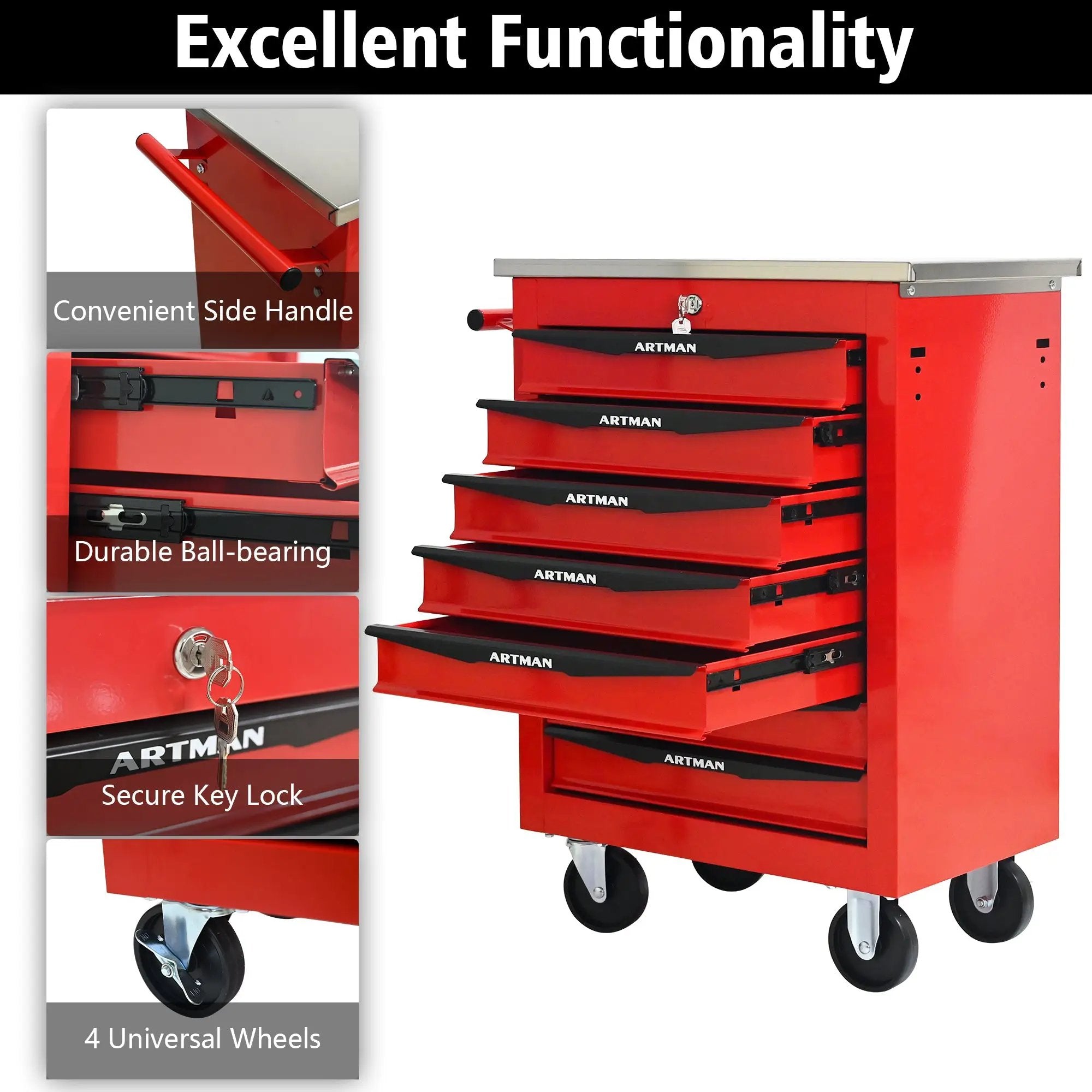 7 Drawers Multifunctional Tool Cart with Wheels by HouseOfZazla