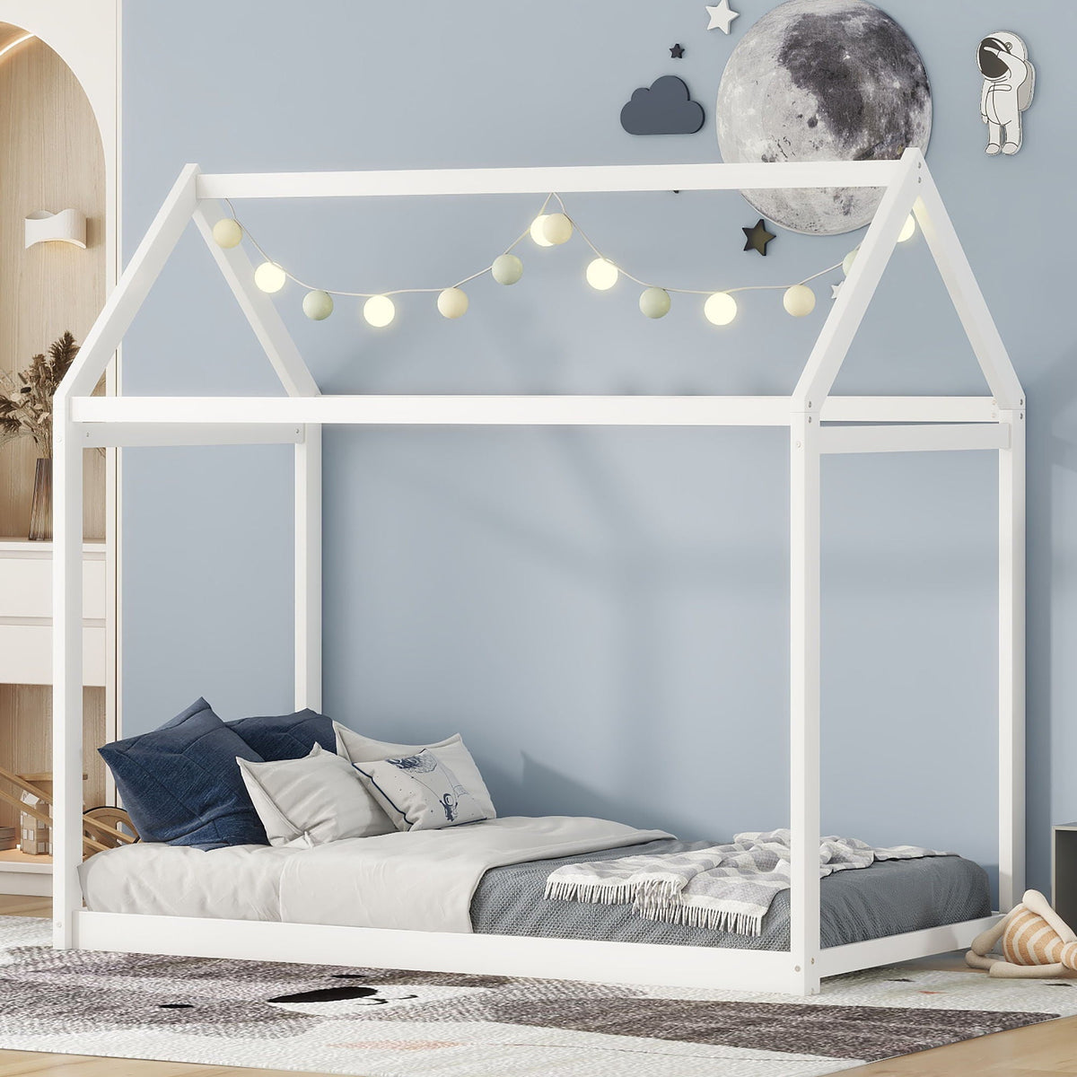 Wooden House Shaped Platform Bed with Low Profile - Twin Size, photo 9 of 27