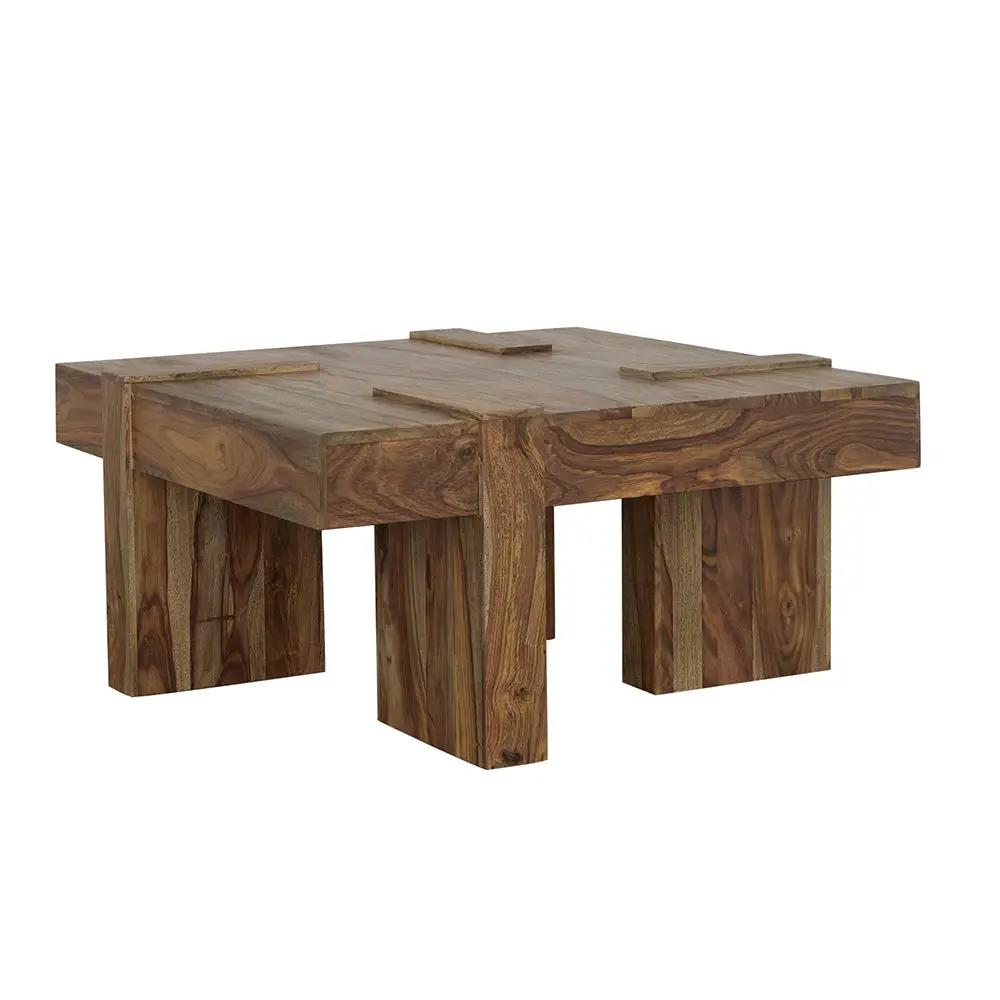 Samira Square Solid Wood Coffee Table Natural Sheesham by Unique Piece Furniture