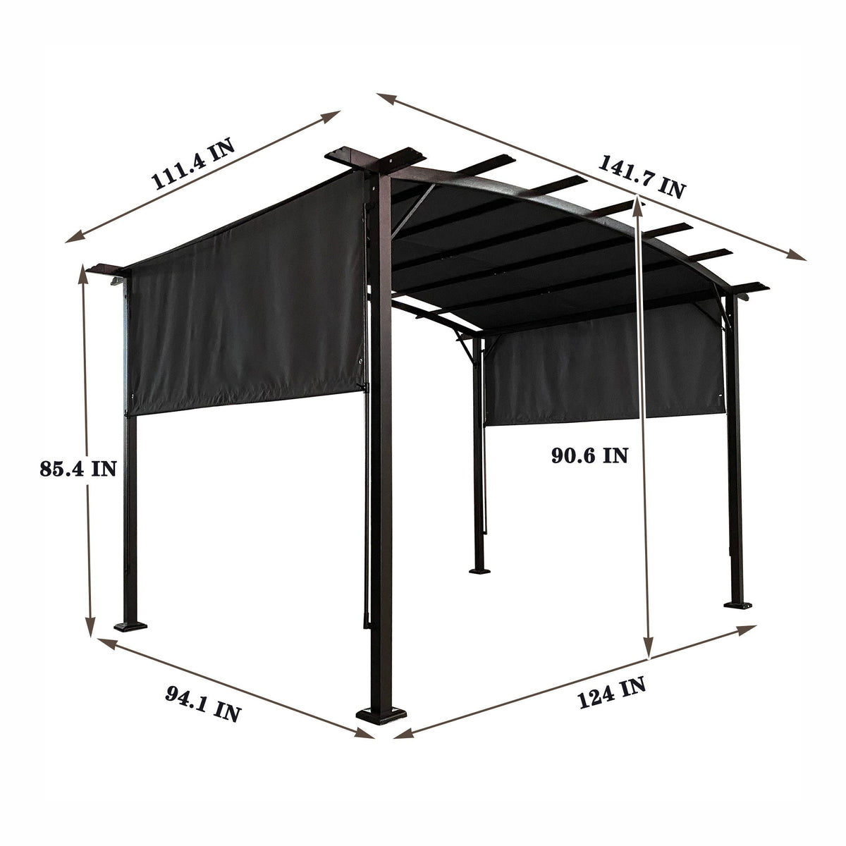 Outdoor Patio Pergola Gazebo with Retractable Canopy - Beige or Dark Gray, photo 3 of 8