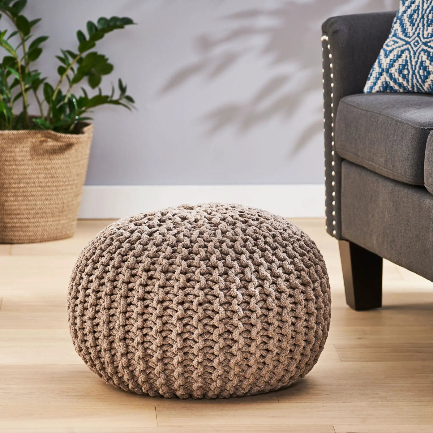 Moro Knitted Round Pouf With Pumpkin Shape by HouseOfZazla