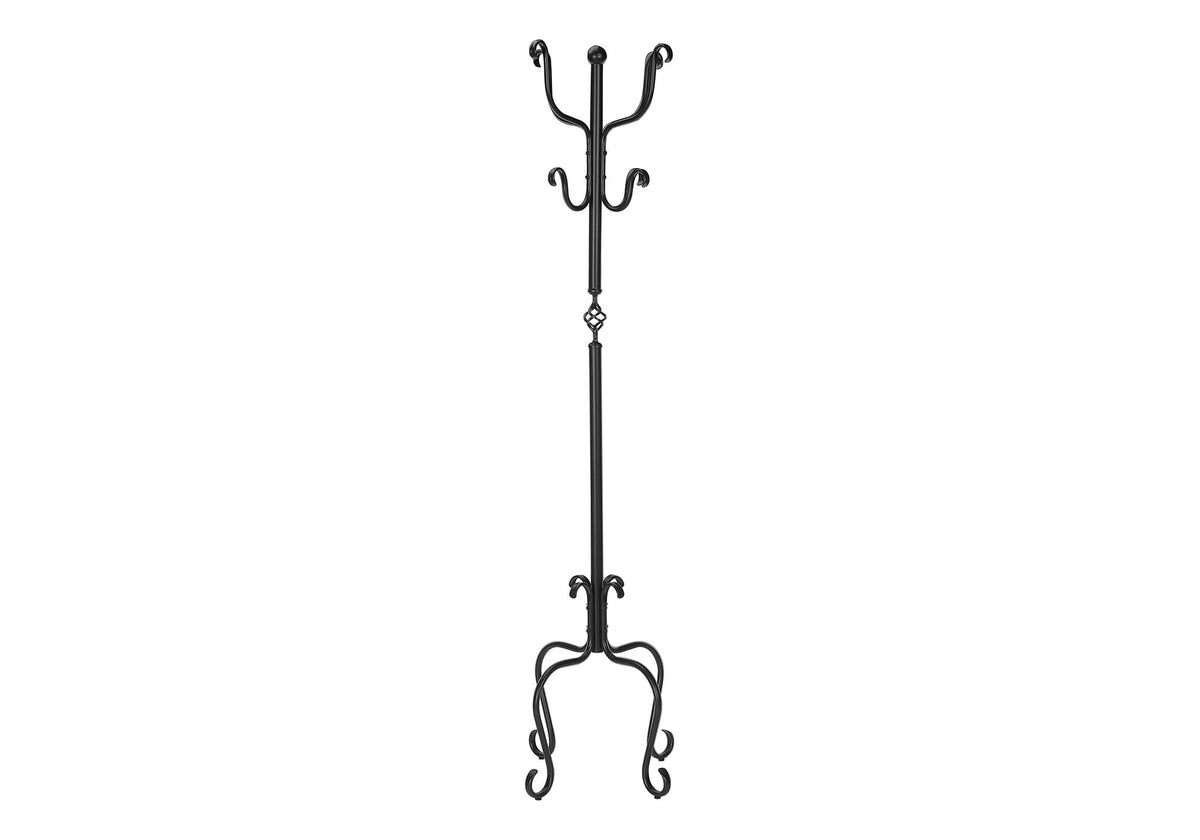 Coat Rack Hall Tree with 8 Hooks - Black Metal Entryway Stand, photo 2 of 4