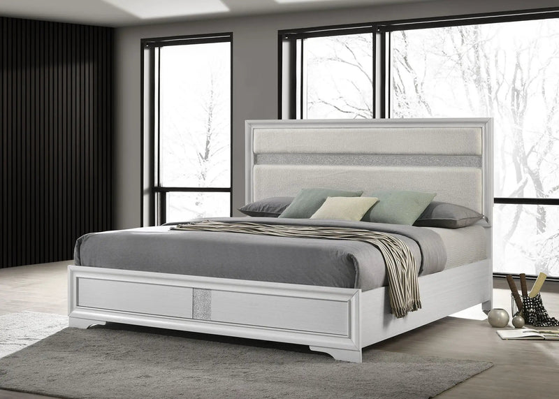 Miranda 54-inch Upholstered Eastern King Panel Bed White by Unique Piece Furniture