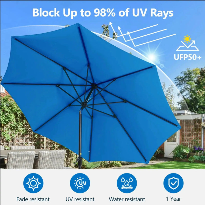 Patio Umbrella With Crank Lift And Tilt, UV-Resistant Canopy by HouseOfZazla
