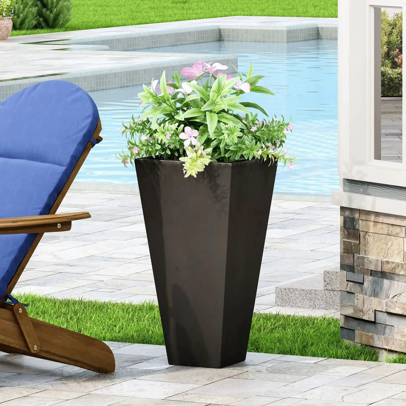 Outdoor Modern Cast Stone Planter by HouseOfZazla