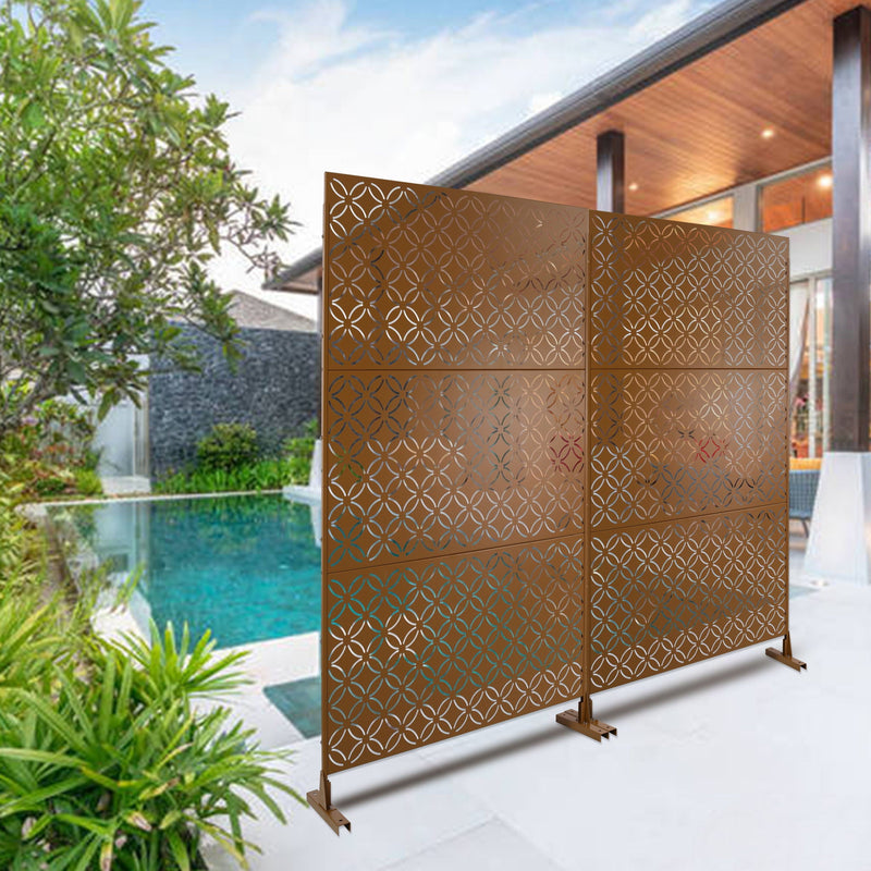 Metal Decorative Privacy Screen with Rust-Resistant Steel - Brown, photo 4 of 11