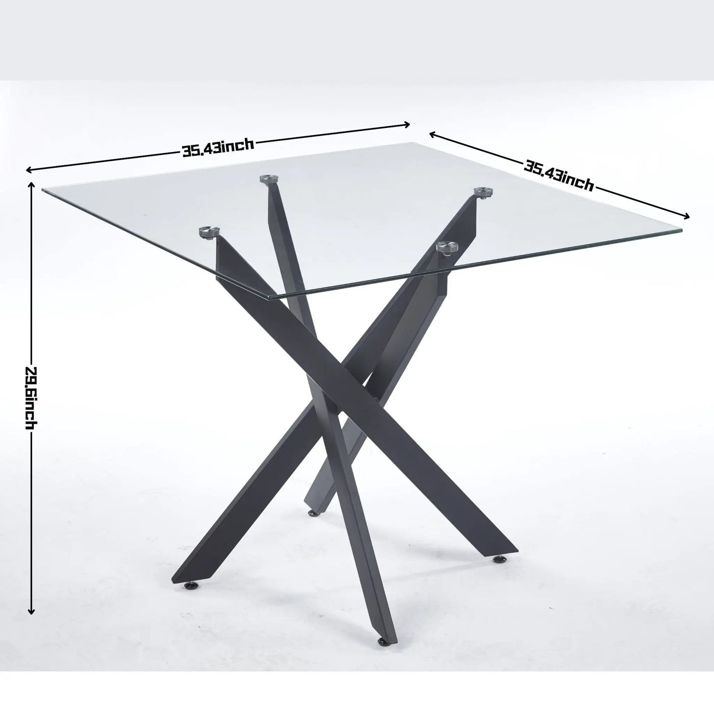 Dining Table With Cross Metal Leg And Tempered Glass, Modern Space Saving Kitchen Table For Living Room Legs, Square Table by HouseOfZazla