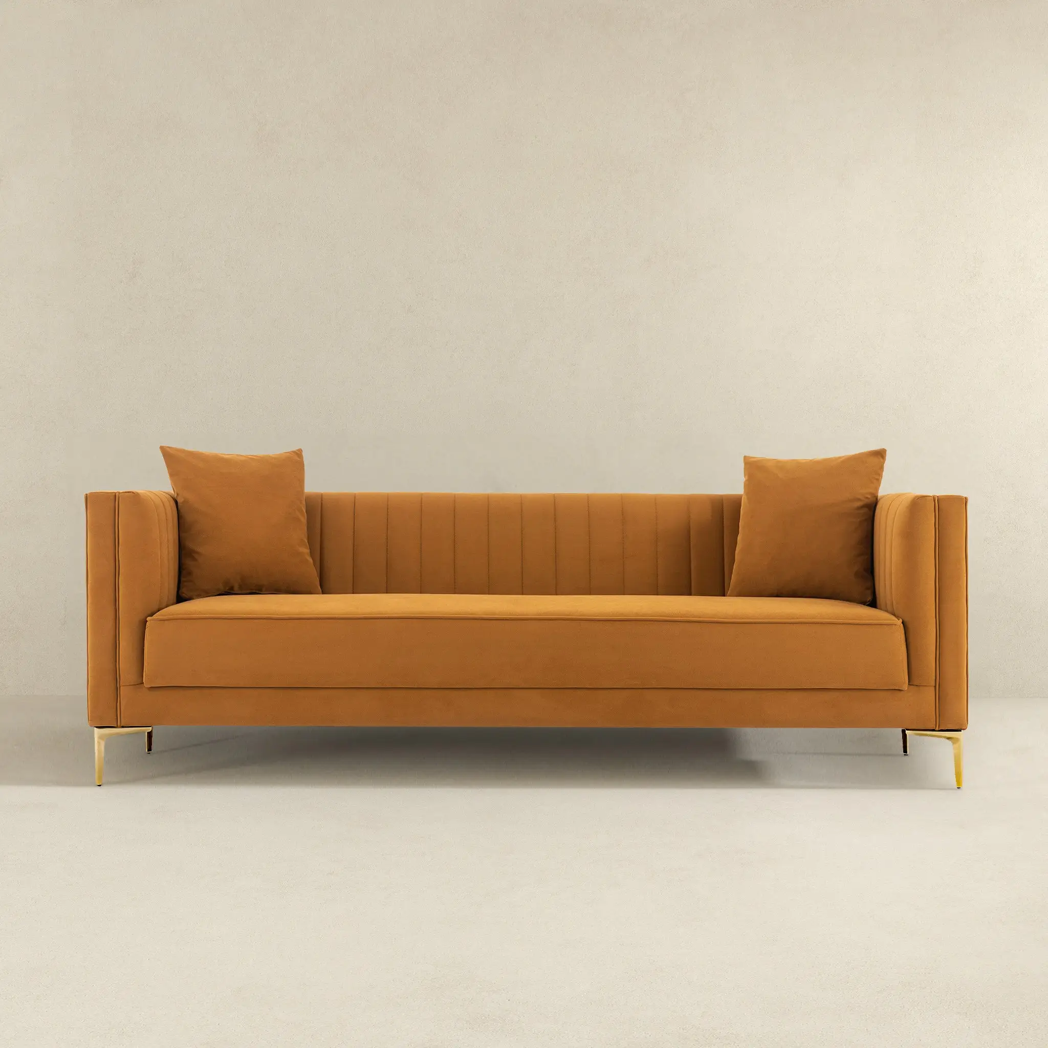 Angelina Sofa 91" (Cognac Velvet) by HouseOfZazla