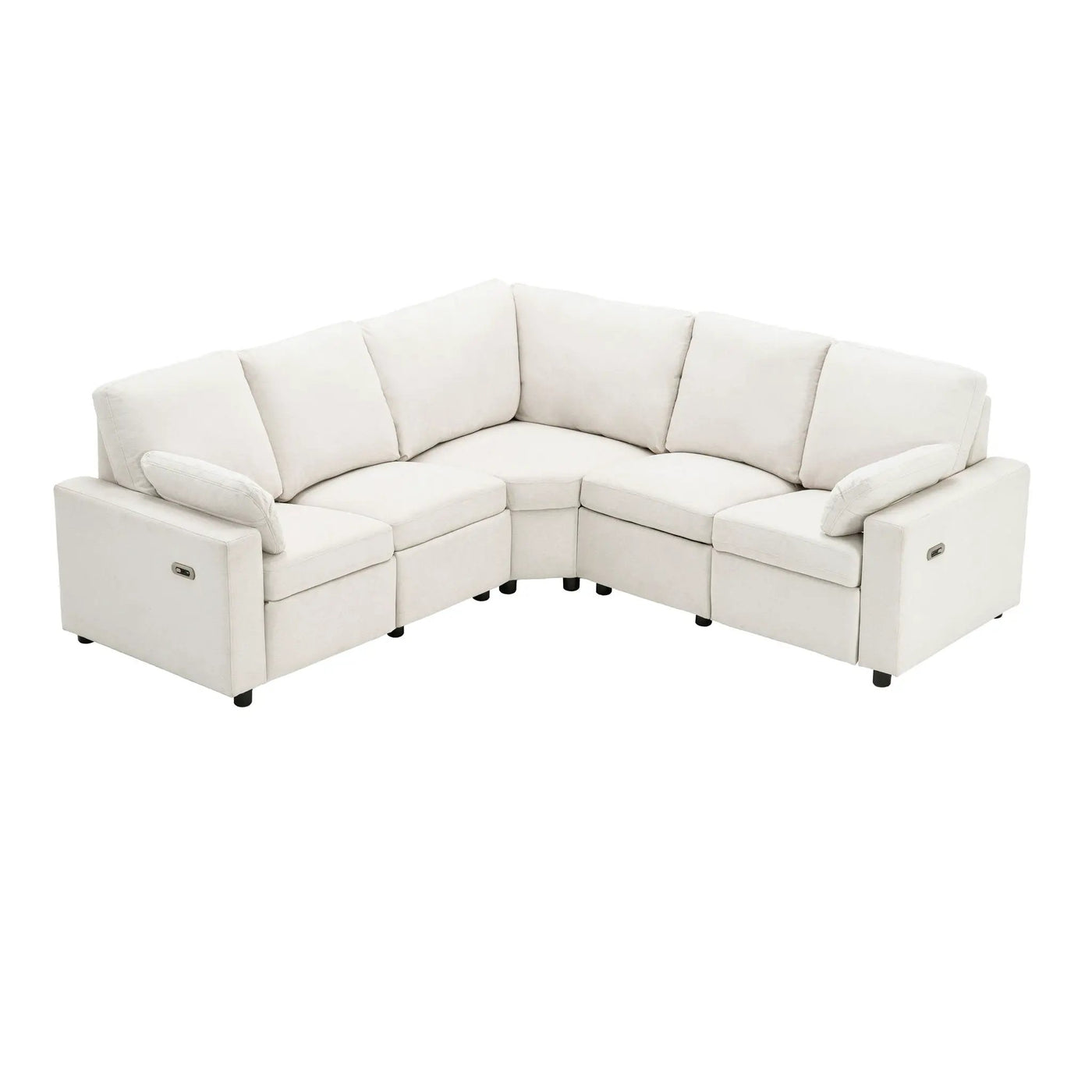 Power Recliner Sectional Sofa Home Theater Reclining Sofa With Two USB Ports, Two Storage Drawers For Living Room by HouseOfZazla