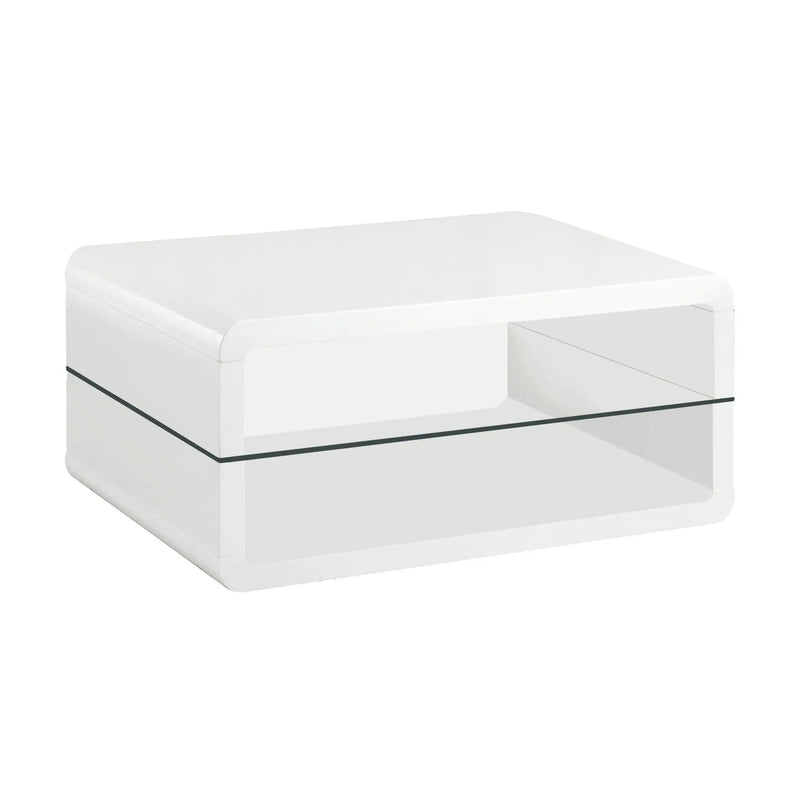 Elana 1-shelf Rectangular Coffee Table White High Gloss by Unique Piece Furniture