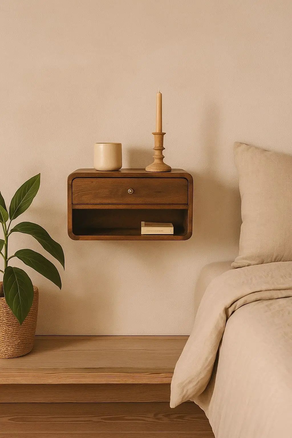 Curve Upper Slot Floating Nightstand by Unique Piece Furniture