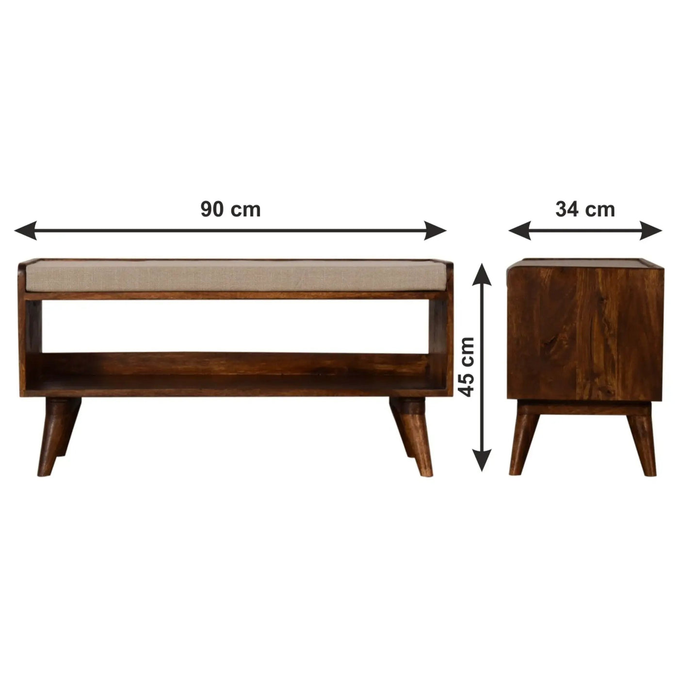 Solid Wood Bench With Upholstered Sea by Unique Piece Furniture