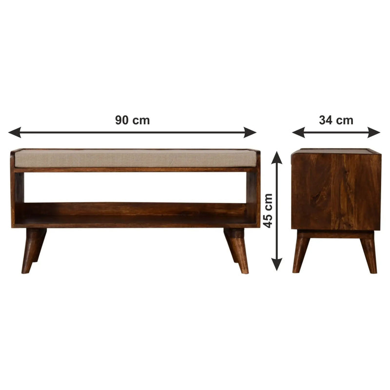 Solid Wood Bench With Upholstered Sea by Unique Piece Furniture