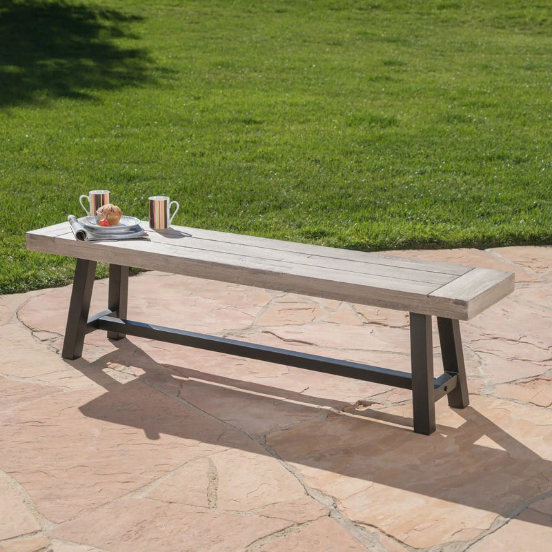 Tranquilizer Outdoor Acacia Wood Bench With Slat Panel Design by HouseOfZazla