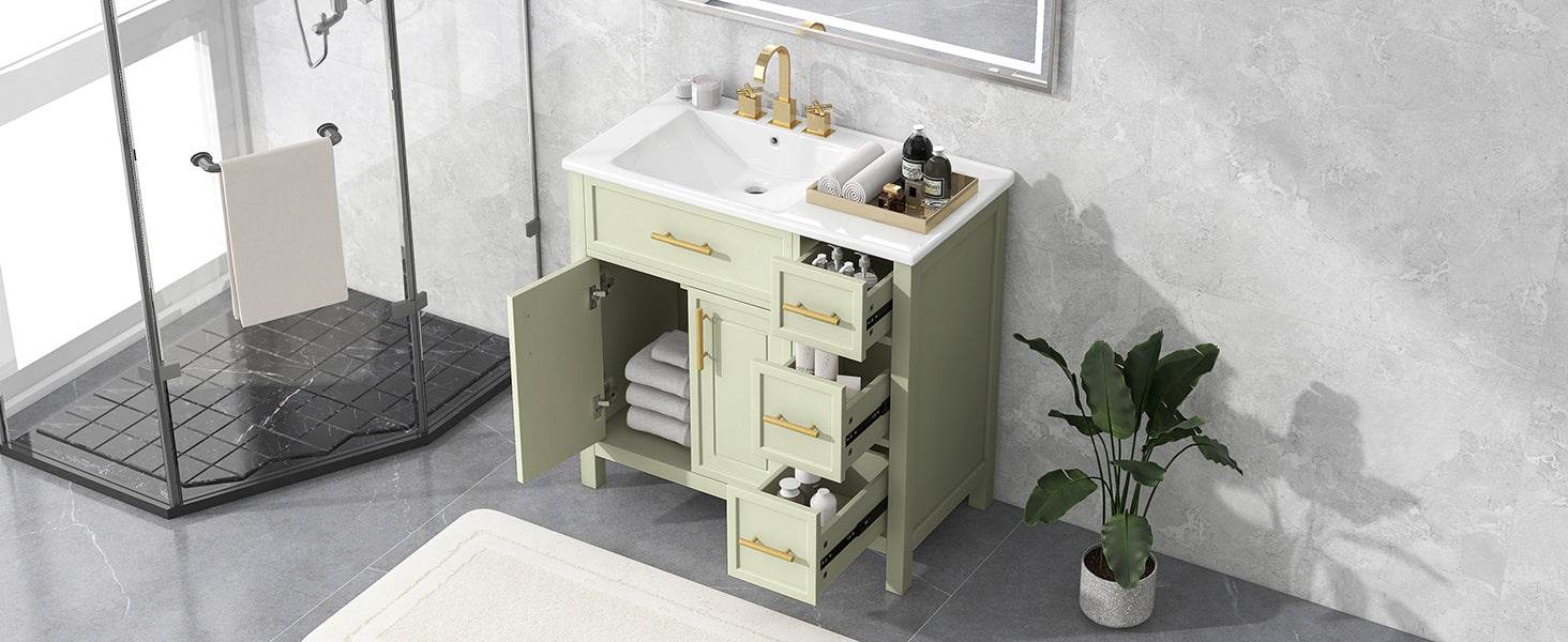 36" Bathroom Vanity with Sink Top, Cabinet with Two Doors and Three Drawers by HouseOfZazla