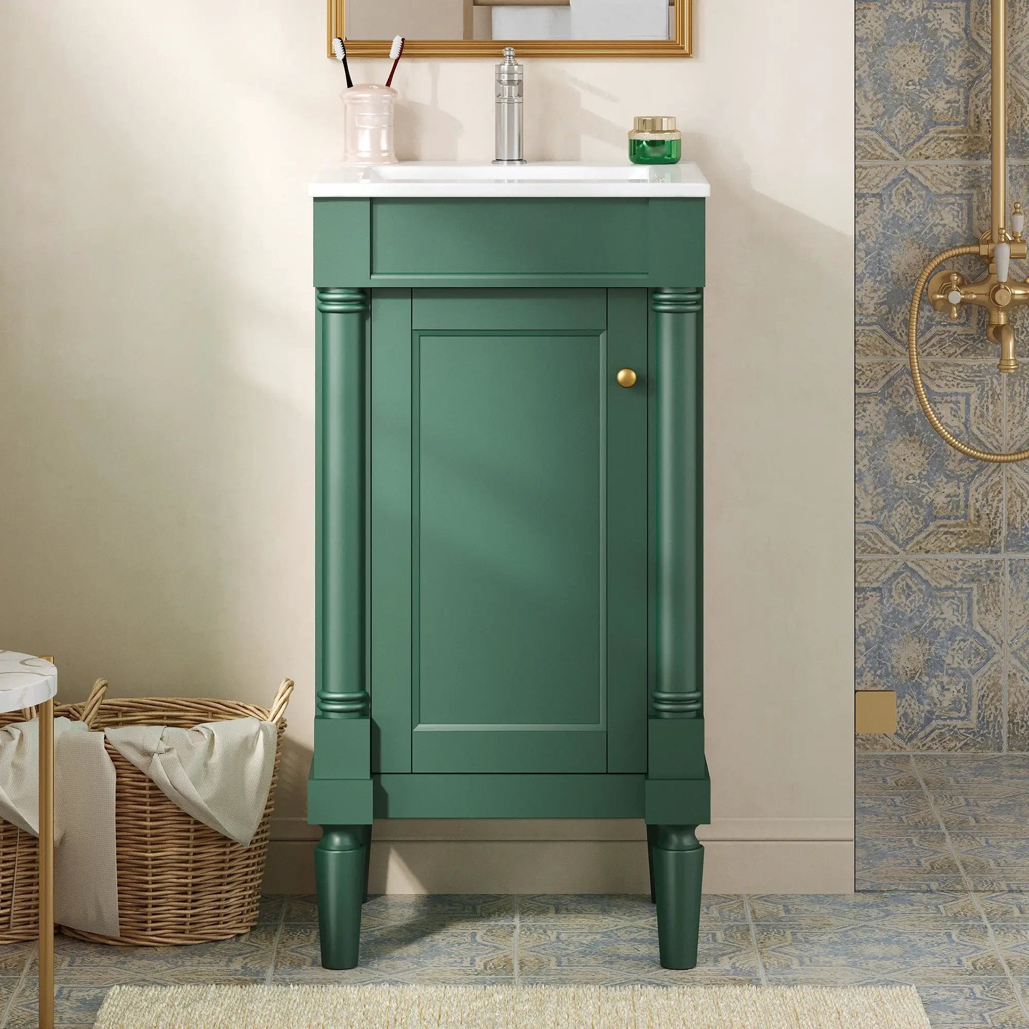 18" French Style Bathroom Cabinet with Storage by HouseOfZazla