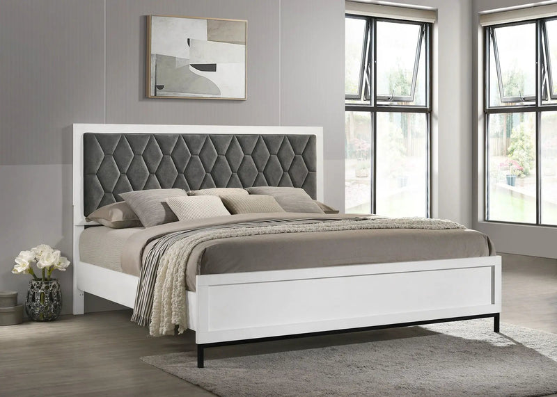 Sonora Eastern King Upholstered Panel Bed White by Unique Piece Furniture