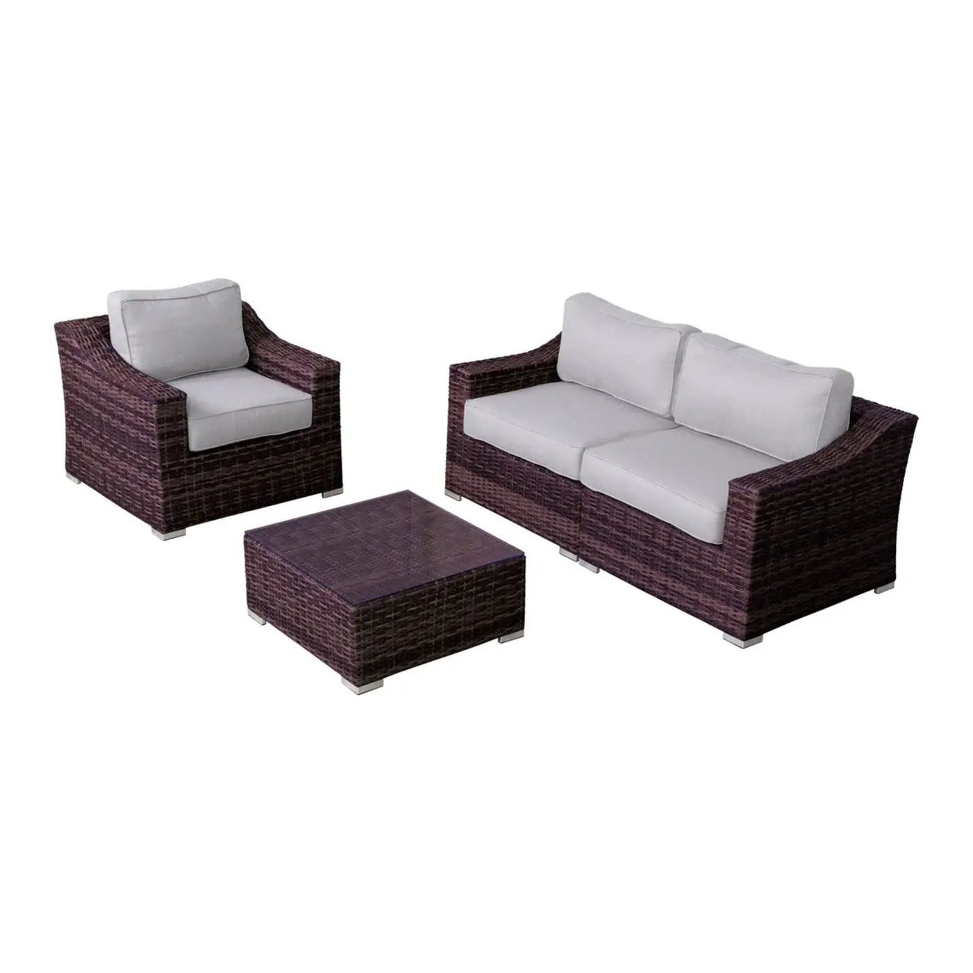 Outdoor Wicker Conversation Set With Cushions, All Weather by Unique Piece Furniture