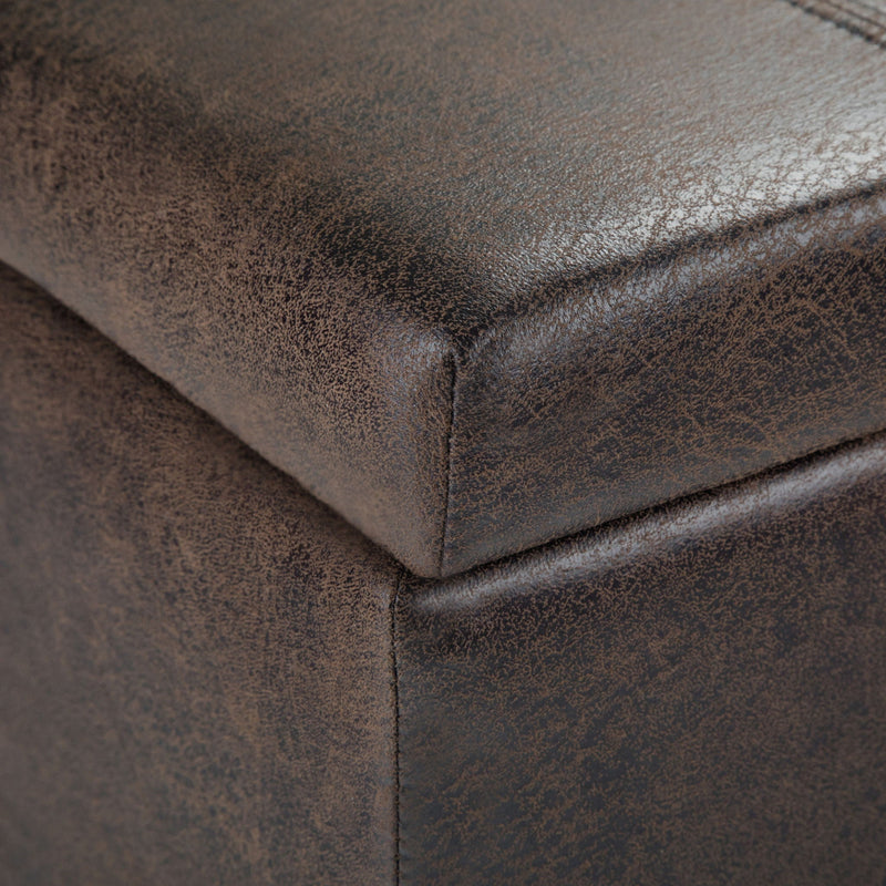 Dover - Storage Ottoman Bench - Distressed Brown by HouseOfZazla
