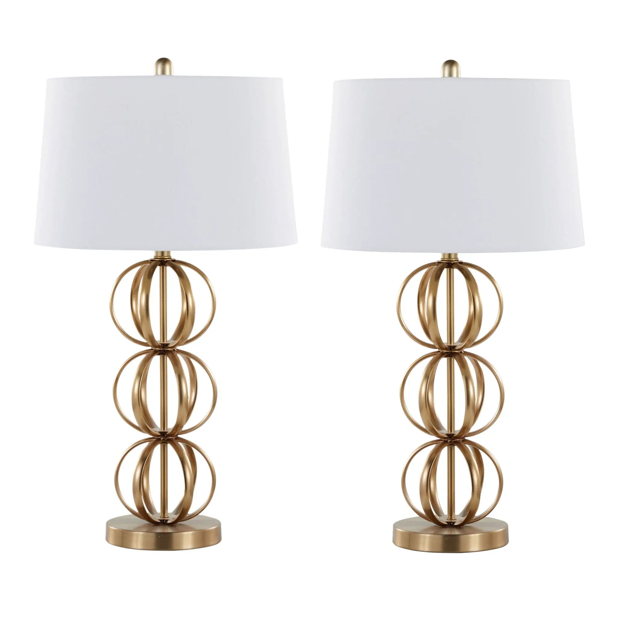 Linx - Contemporary Table Lamp (Set of 2) - Gold / White by HouseOfZazla