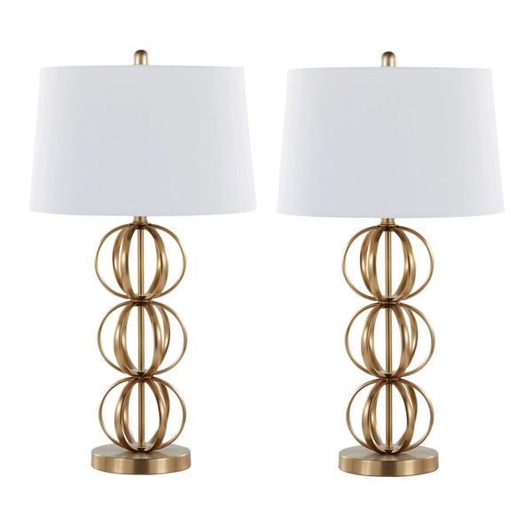 Linx - Contemporary Table Lamp (Set of 2) - Gold / White