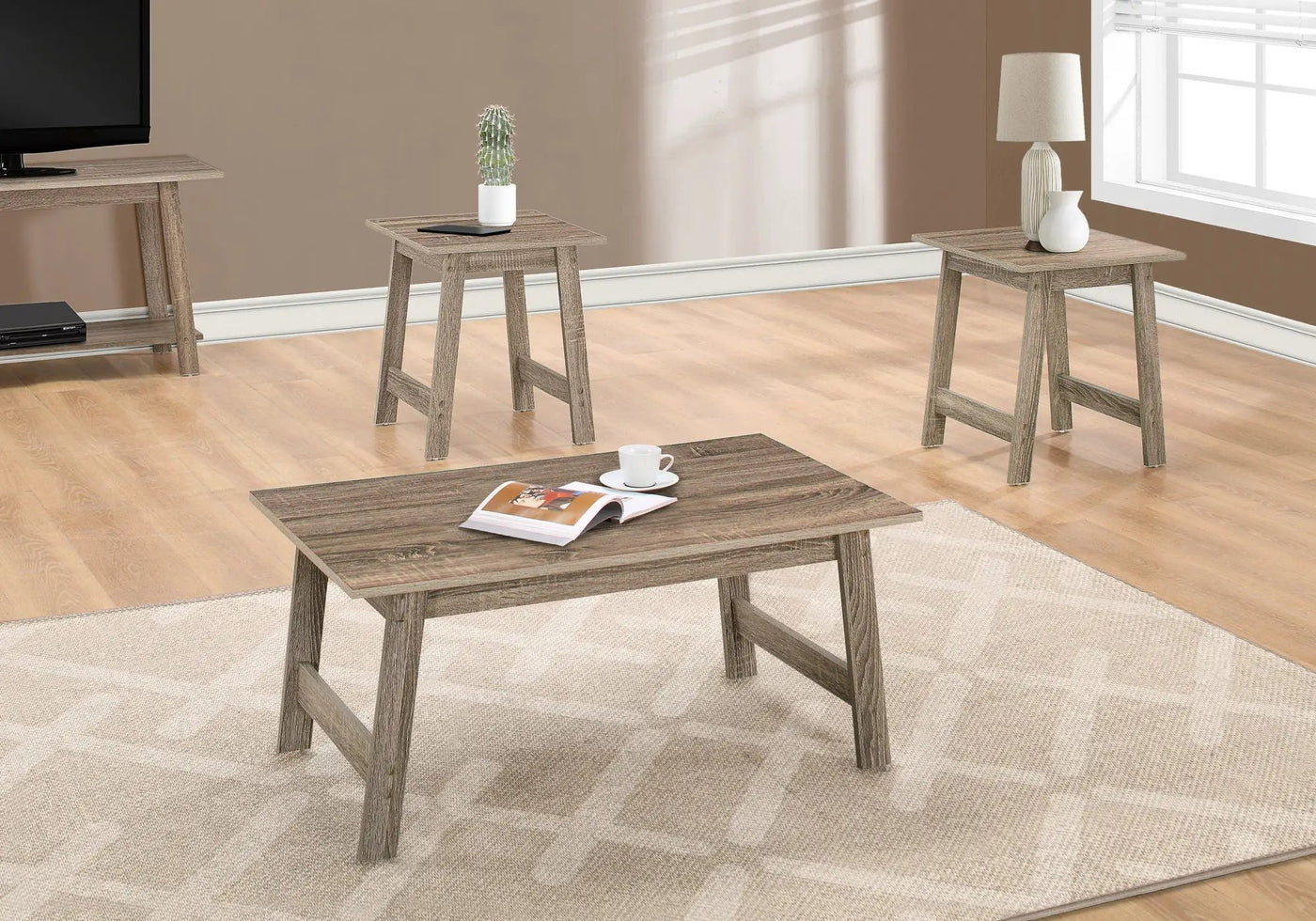 Table Set, Coffee, End, Side, Accent, Living Room Transitional (Set of 3) by HouseOfZazla