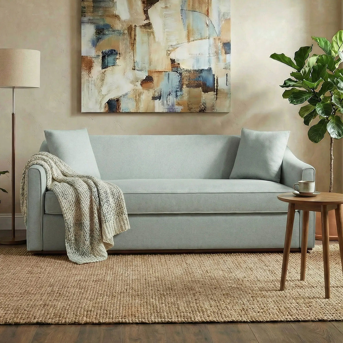 3 Seater Sofa With Wrap Around Armrests And Throw Pillows by HouseOfZazla