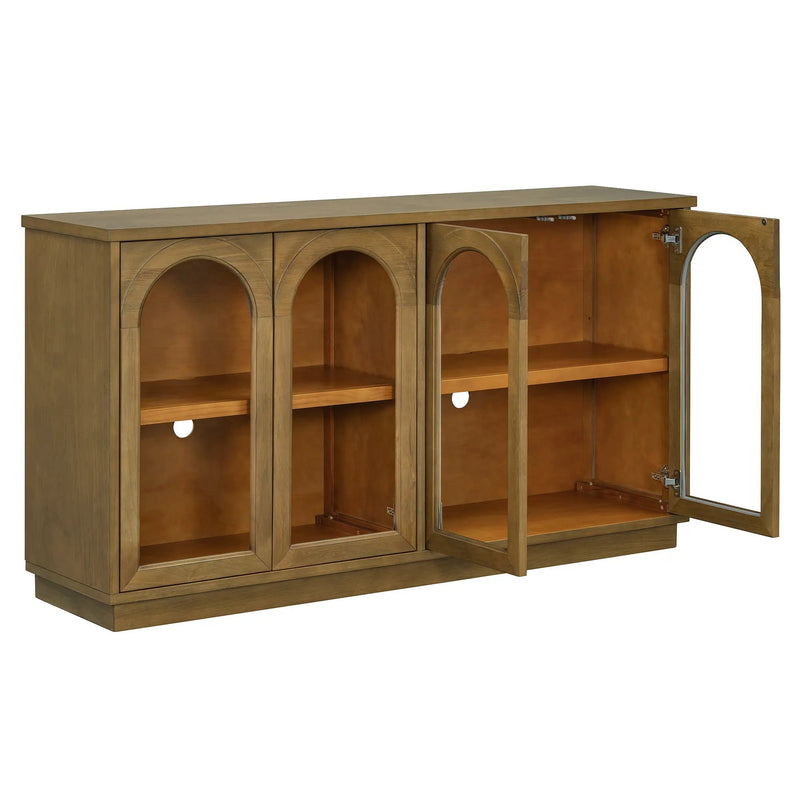 TREXM 4-Door Large Storage Buffet Cabinet with Glass Doors by HouseOfZazla