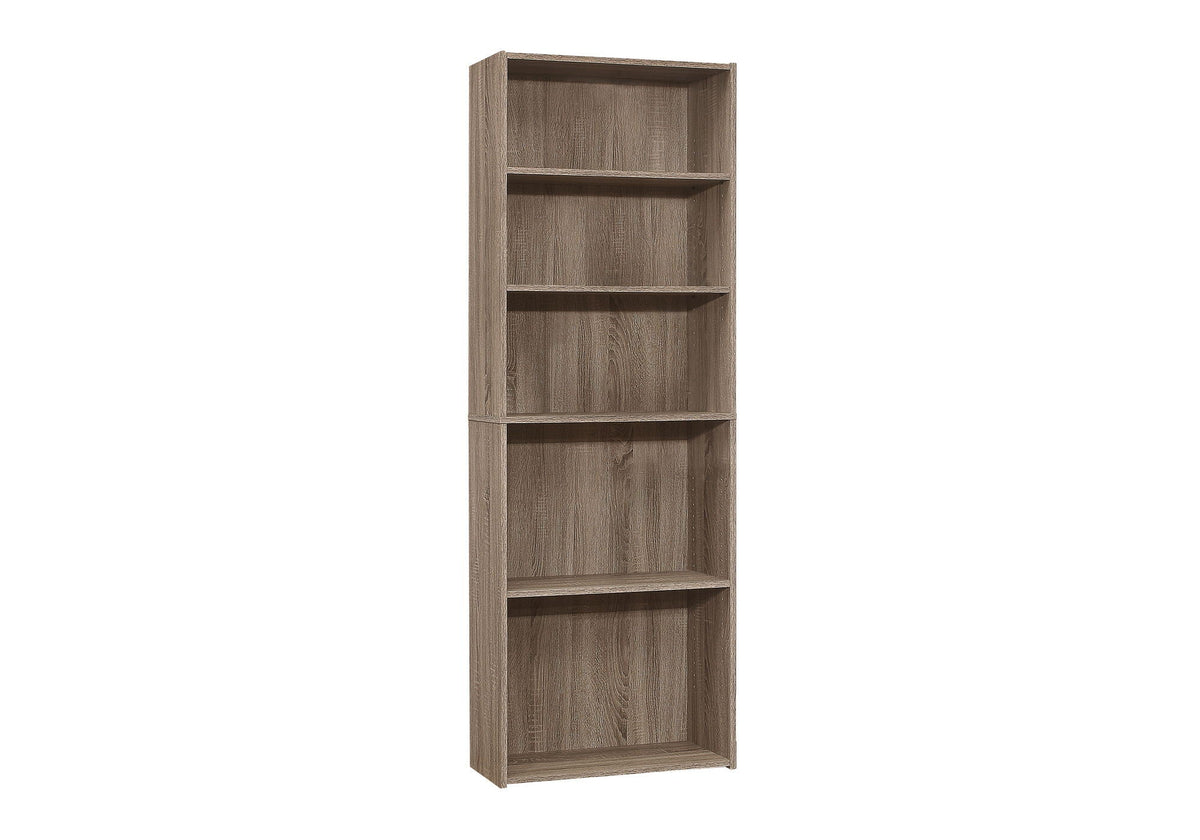 6-Tier Transitional Bookshelf with Adjustable Shelves - White, Dark Gray, Light Brown, Dark Brown, photo 3 of 16