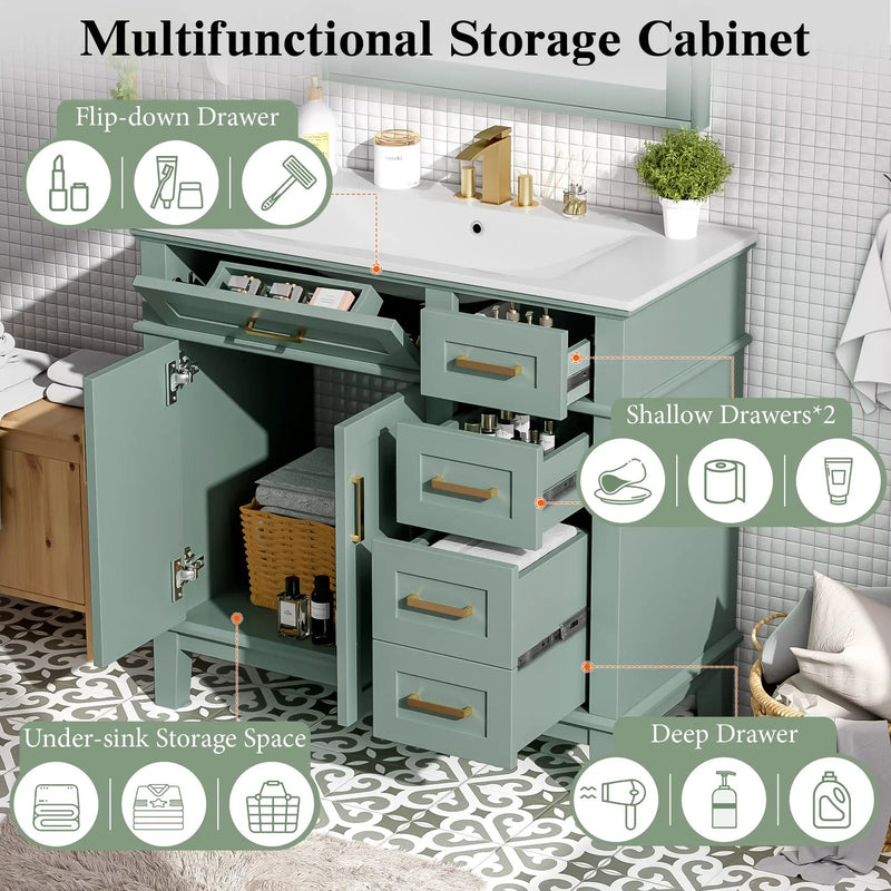 36" Light Green Bathroom Vanity by HouseOfZazla