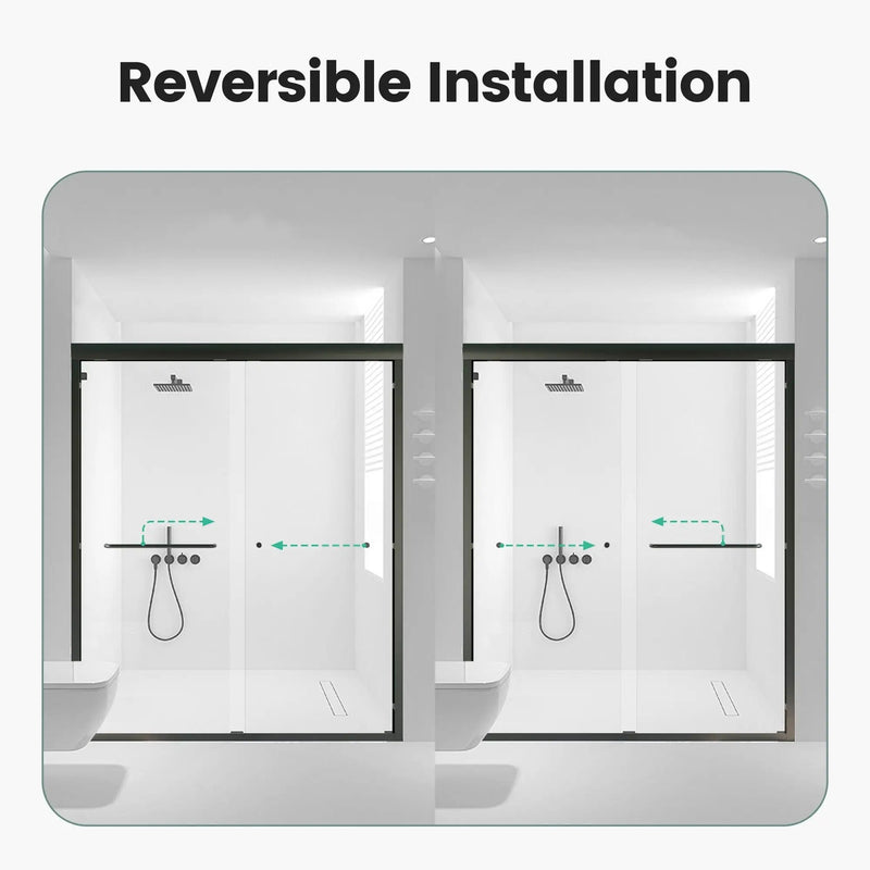 Semi-Frameless Double Sliding Shower Door, Bypass Shower Door, 1 / 4" (6Mm) Thick SGCC Tempered Glass Door by HouseOfZazla
