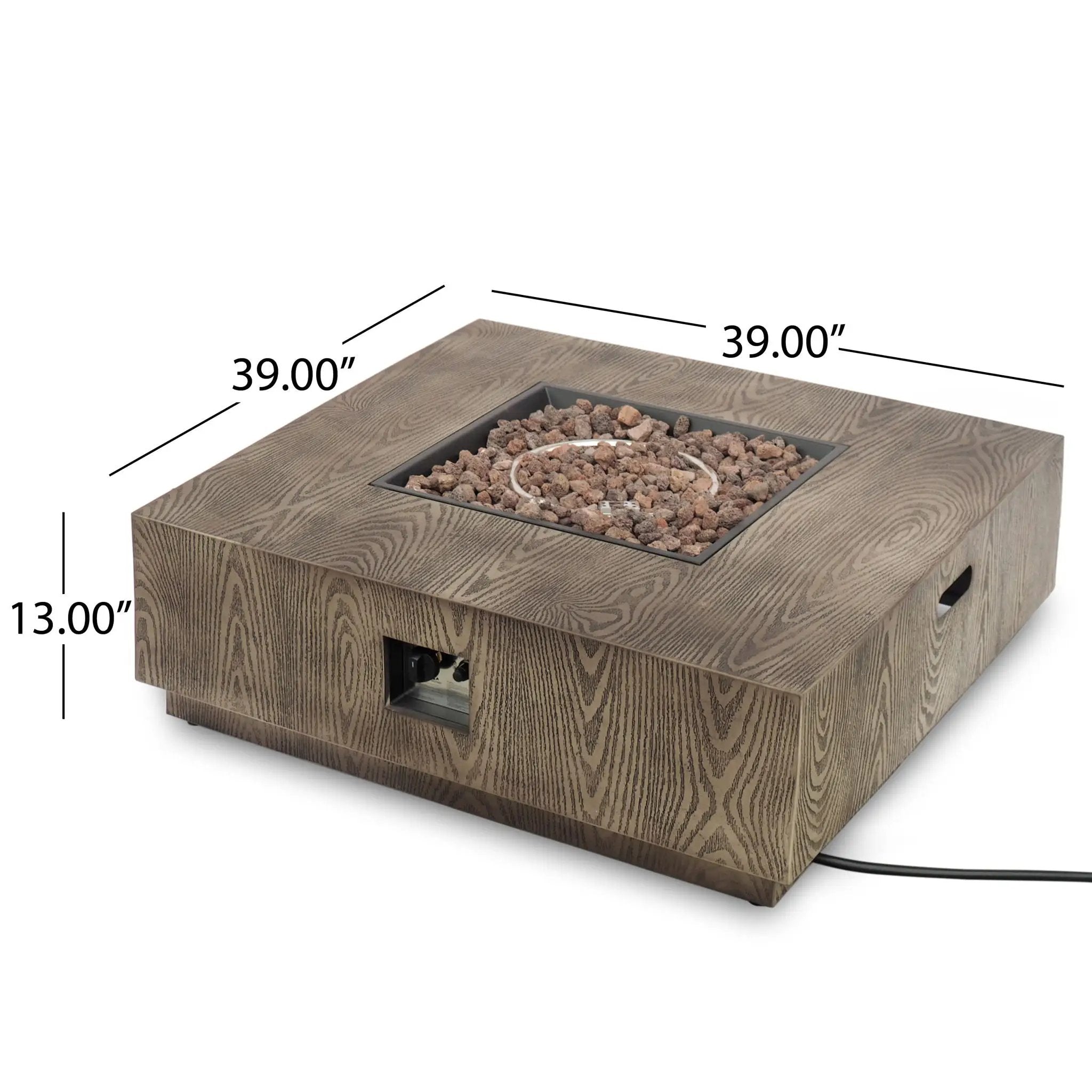 Wellington Square Iron Fire Pit With Wood Pattern Design And 50,000 Btu Output by HouseOfZazla