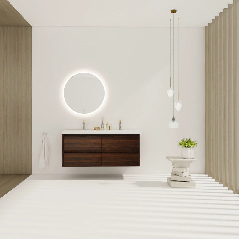 Modern Floating Bathroom Vanity With Dual Resin Sink, Soft Close Drawers