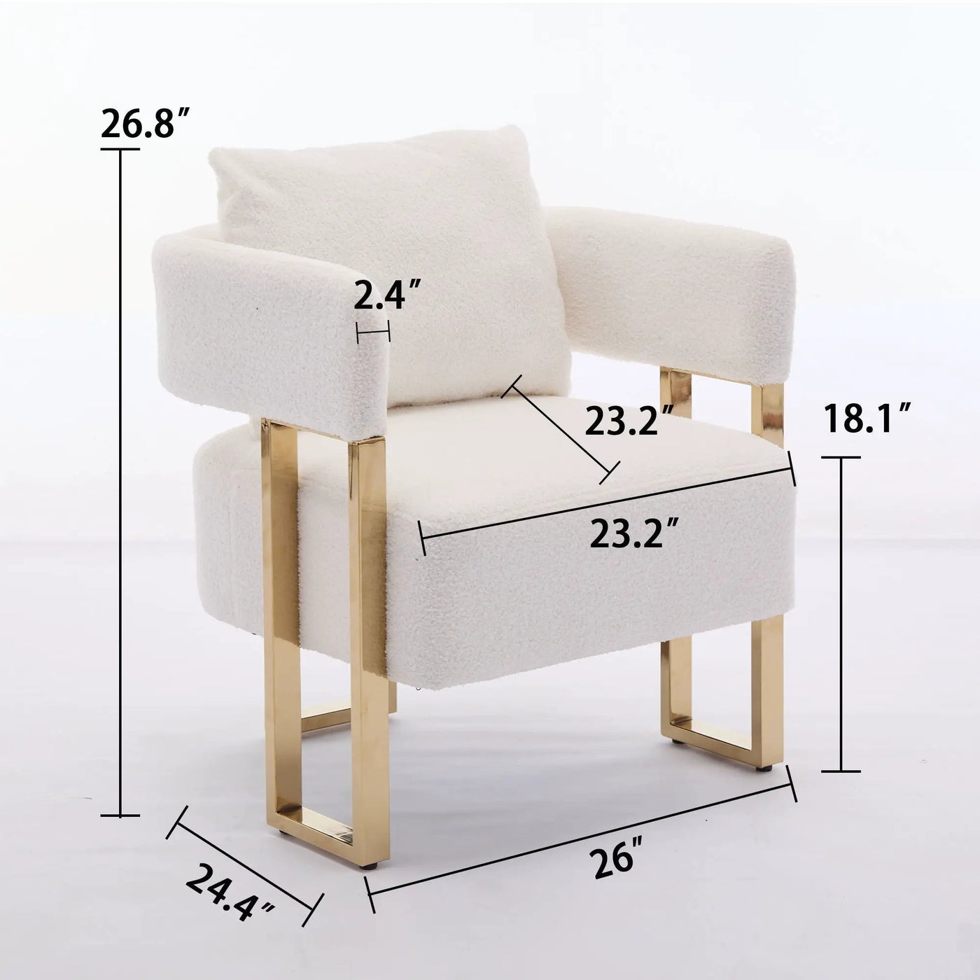 Modern Decorative Chair Teddy Fleece Upholstered And Metal Foot by HouseOfZazla