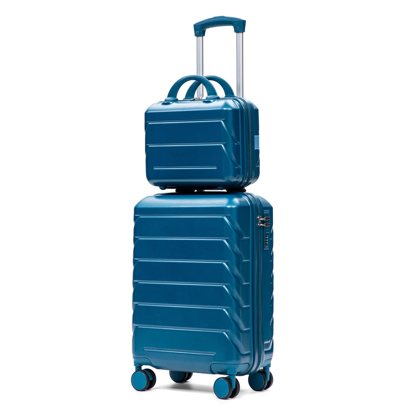 2-Piece Hard Case Luggage Set with Cosmetic Case - Dark Blue