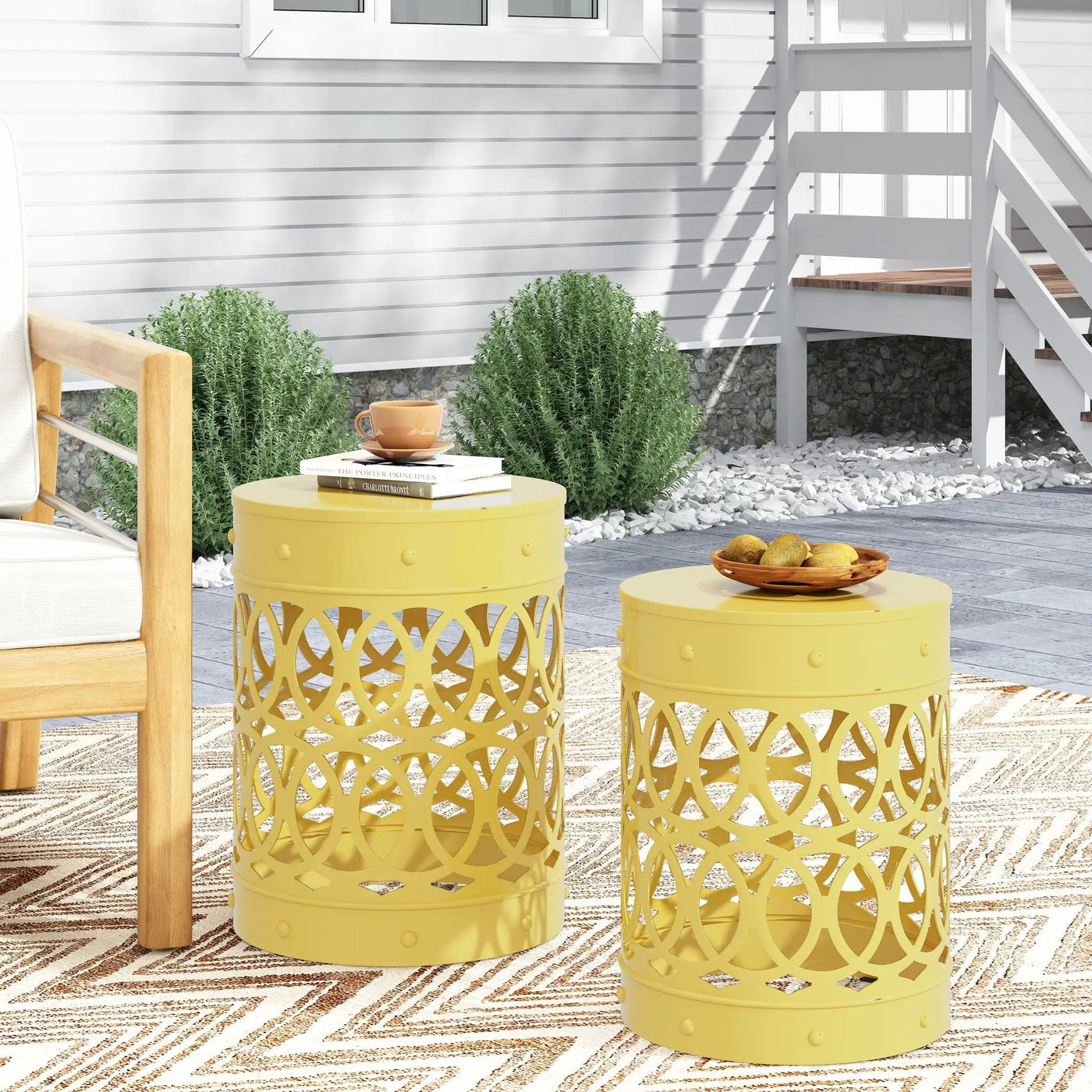 Outdoor Metal Side Table Set of 2 by HouseOfZazla