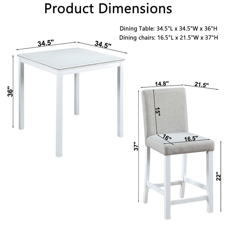 5 Piece Counter Height Table Set, Square Table And 4 Upholstered Chairs by HouseOfZazla