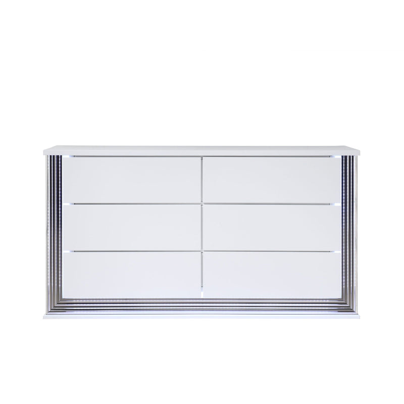 Smooth Dresser with LED Lighting - White