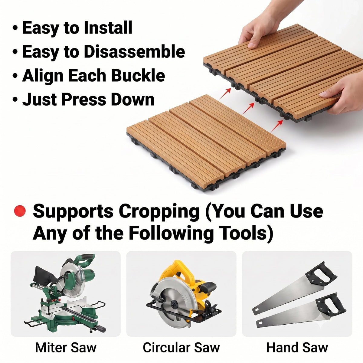 Interlocking WPC Deck Tiles 11.8"x11.8" (25 Pack), photo 4 of 8