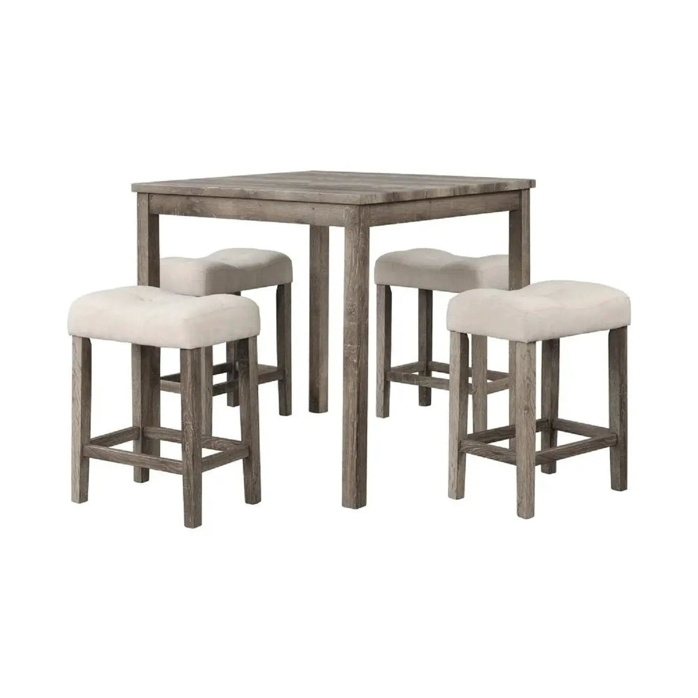 Transitional Counter Dining Set With 4 Tufted Stools by HouseOfZazla